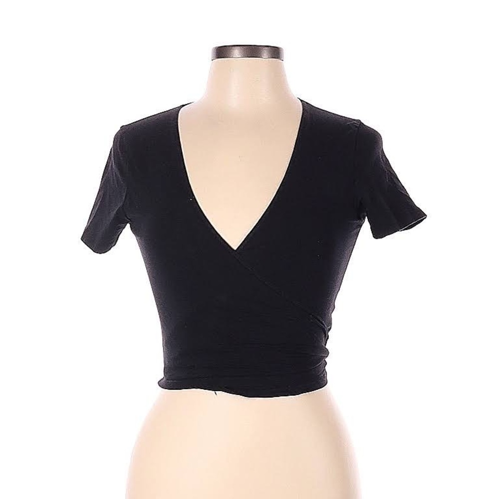 Brandy Melville One Size Black Tie-Up V-Neck